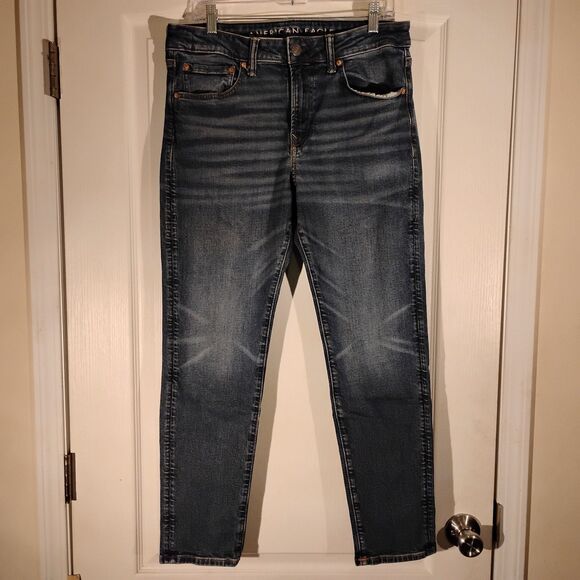 American Eagle jeans mens 32x30 blue denim stretch athletic fit tapered leg - Picture 9 of 11